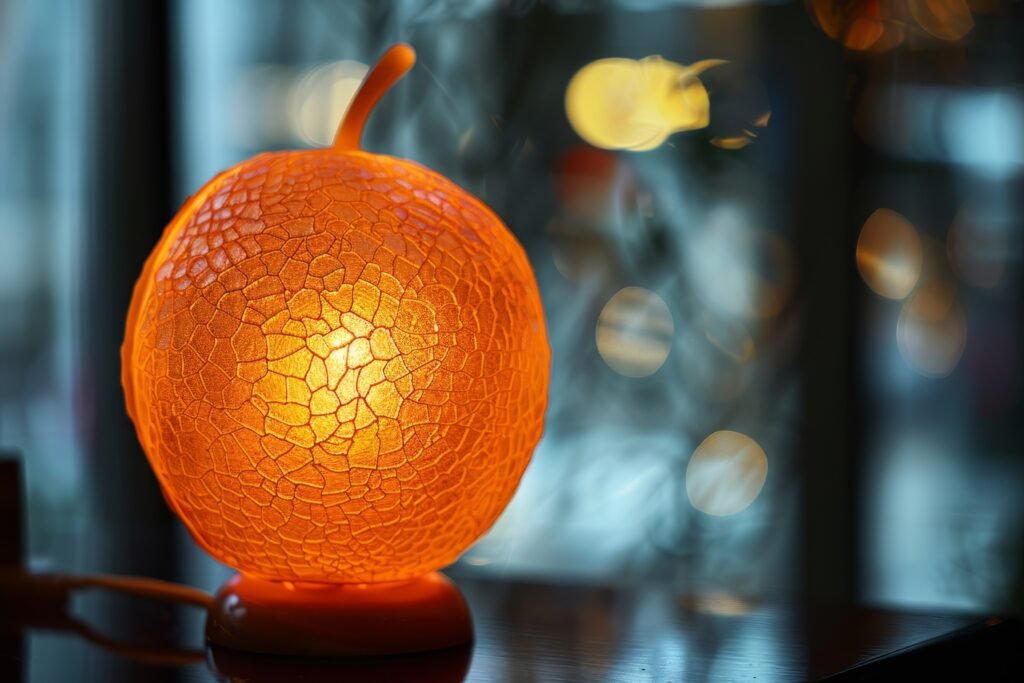 Lampade decorative in legno e resina finite lampada da tavolo lucida con resina trasparente, LED caldi e diffusore per luce uniforme senza ombre.