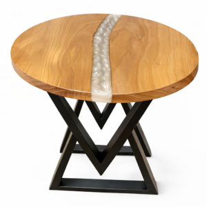 tavolo legno e resina bianca